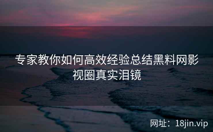 专家教你如何高效经验总结黑料网影视圈真实泪镜
