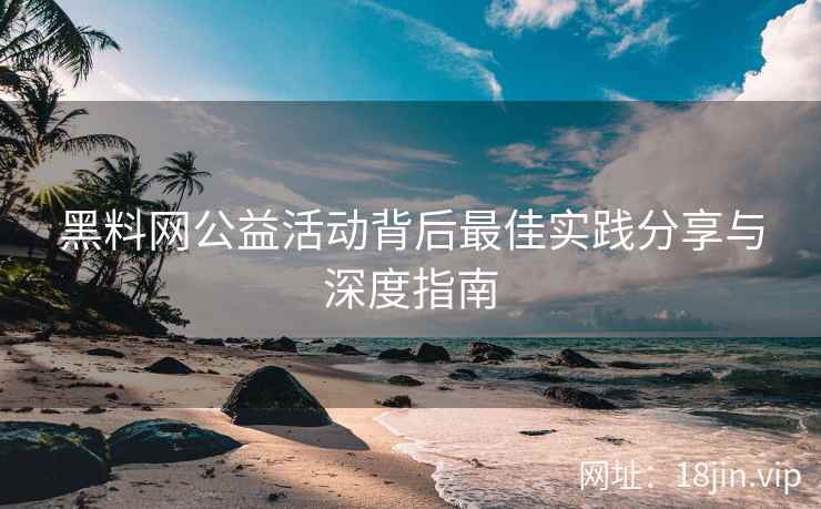 黑料网公益活动背后最佳实践分享与深度指南