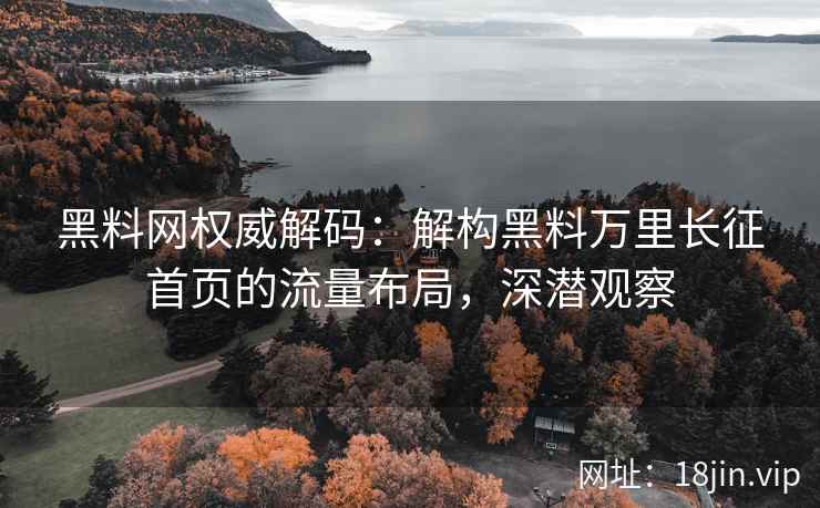 黑料网权威解码：解构黑料万里长征首页的流量布局，深潜观察